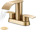 Ultimate Unicorn Bathroom Faucet for Sink Champagne Brown, 4 Inch Bathroom Faucet for 3 Hole or 2 Hole, 2 Handle Waterfall Faucets with Pop up Drain, Centerset Faucets for RV Counter