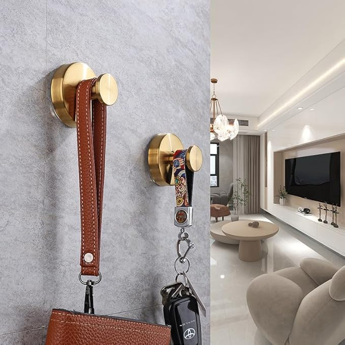 YEYSXSY Luxe Hold 4PC Gold Stainless Steel Suction Cup Towel Hooks for Bathrooms