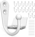 15 Pack Heavy Duty Coat Hooks Wall Mount, with 30 Mounting Screws, White Multi-Purpose Storage for Robe, Towel, Key, Bag, Coffee Mug