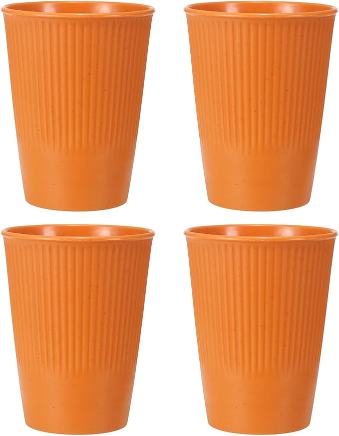 uxcell 4 Pcs Simple Toothbrush Cup, 3.3 x 3.3 x 4.2 Dishwasher Safe Bathroom Tumbler Reusable Plastic Cup Set for Storing Toothpaste Combs, Orange