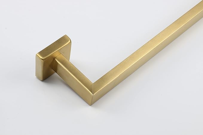 TocTen Bath Towel Rack - Square Base Thicken SUS304 Stainless Steel Towel Bar for Bathroom, Bathroom Accessories Towel Rod Heavy Duty Wall Mounted Towel Holder. (Brushed Gold, 16)