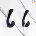 2 Pack Towel Hooks for Bathrooms Wall Mounted, Matte Black Bathroom Hooks for Towels, Robe & Towel Hook for Wall, Modern Black Bath Towel Hook