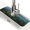 Kitchen Sink Splash Guard，Dense forest Faucet Mat Sink Gadgets-Super Absorbent Fast Drying Mat Drip Catcher for Kitchen, Bathroom,Sink Mat, Dish Drying Mat, Bathroom(15" X 5.5" )