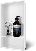 Shower Niche 13" X 25" White, Stainless Steel Wall Niche Double Shelves Recessed Shower Shelf for Bathroom Storage, No Tile Needed Over Mount Installation