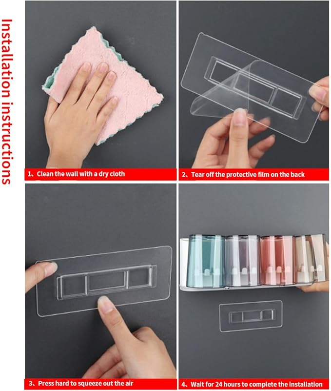 6 PCS Rectangular Shower Caddy Adhesive Replacement for Kitchen Bathroom Transparent Self-Adhesive Hooks Stickers for No Drilling Storage Shelf, Wall Mounted Corner Shelves, Set 1