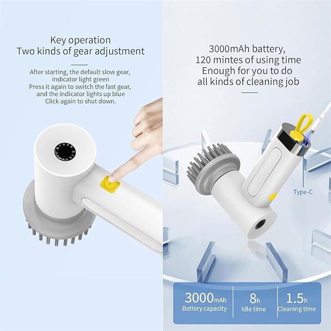Electric Spin Scrubber Cordless Power Cleaning Brush Rechargeable Scrubber for Bathroom Tub Sink Kitchen Dishes Tile Window