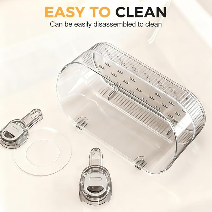 2026 New No-Drill Bathroom Suction Storage Box, Large Capacity Strong Load-Bearing Suction Cup Storage Rack with Drain Holes, Removable Shower Caddy Hanging Wall Mount Kitchen Organizer (2, Gray)