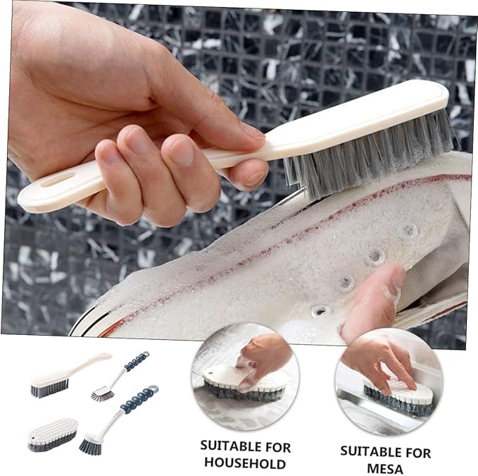 NOLITOY 4pcs Practical Cleaning Brush Set for Home Kitchen Bathroom Ergonomic Flexible Design for Shoes Pots and Grout Essential Washing Tools for Efficient Cleaning
