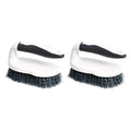 Amazon Basics All Purpose Rectangular Scrub Brush, Hard Bristle, Stiff Bristles, Sturdy, Ergonomic Long Handle, Durable, 2-Pack, White & Black