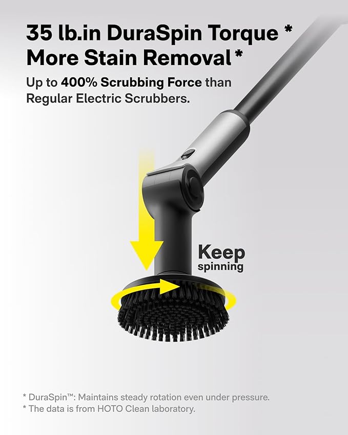 HOTO Flexi™ Cordless Electric Spin Scrubber + 3 Pcs Replacement Brush Heads + 4 Pcs Replacement Pads