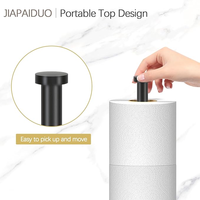 Toilet Paper Holder Stand with Reserve Function, Black Toilet Roll Holder Free Standing, Toilets Paper Storage Stand for 5 Rolls of Toilets Papers，Modern Design