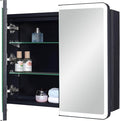LED Bathroom Medicine Cabinet with Round Corner Framed Mirror Door 22 x 20 inch, Recessed or Surface Mount, with Adjustable Glass Shelves Shelves