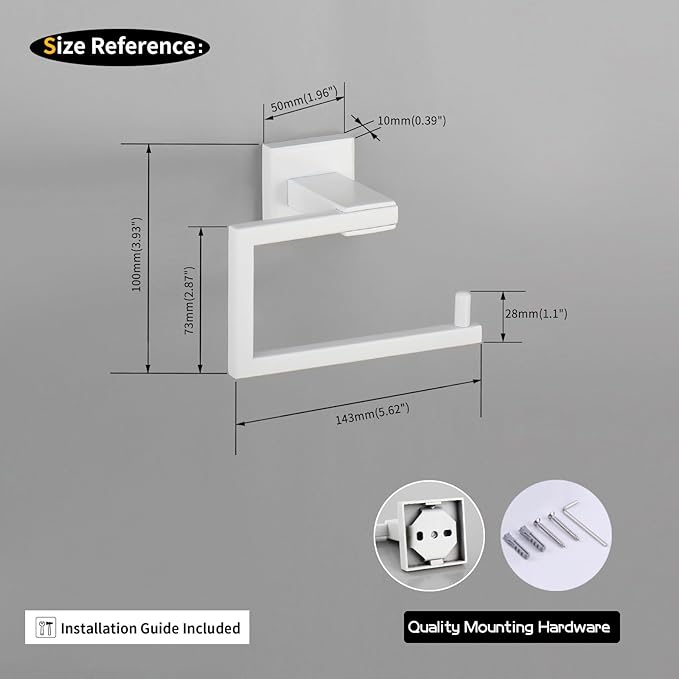 GERZWY Bathroom Toilet Paper Holder Stainless Steel Paper Towel Dispenser Wall Mounted, White