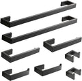 Fapully 8 Piece Bathroom Hardware Accessories Set Stainless Steel Matte Black Wall Mounted