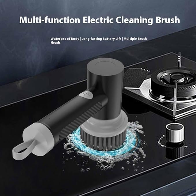 Multi Functional Dual Speed Electric Cleaning Brush with 3 Replaceable Brush Heads Hidden Charging Port 1.5 Hours of Long Battery Life Suitable for Bathroom Spin Scrubber
