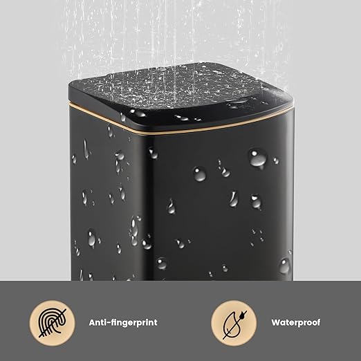 ELPHECO Bathroom Trash Can with Lid 4 Gallon / 15.1 Liter Stainless Steel Garbage Bin with Pedal Black Trash Can with Removable Inner Bucket for Kitchen (Matte Black)