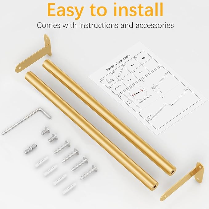MKO Towel Rod for Bathroom Wall, Heavy Duty Single Towel Racks 30Inch, Modern Towel Racks Hanger Hanging Towels, Stainless Steel，Gold