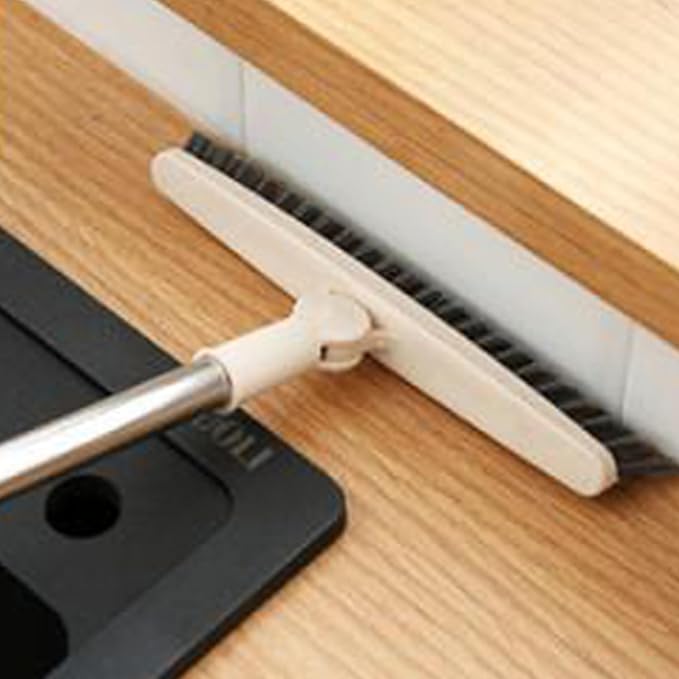 Long Handle Crevice Brush Floor Tile Grout Brush Corner with Sturdy Plastic for Bathroom Kitchen Toilet (Beige 120cm)