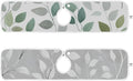 2 PCS Kitchen Sink Splash Guard 23.6 Inch Faucet Mat for Kitchen Sink Bathroom Sink Faucet Absorbing Drip Drain Mat Pad Microfiber Soft Washable Green and Grey Leaves