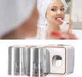 Toothbrush Holder with Toothpaste Dispenser, Wall Mounted Tooth Brush Organizer with 2 Brush Slots, Self Adhesive Toothbrush Holder for Shower (White)