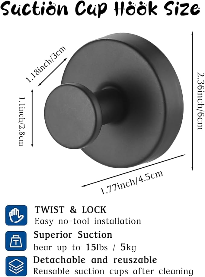 Suction Cup Hooks for Wreaths on Glass, 2025 New No Drill Suction Cup Hooks for Shower Wall Hanging Towels, Suction Cup Wreath Hanger Holder for Glass Door Window Mirrors Bathroom (Sliver)