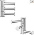 APLusee Swivel Towel Hook Brushed Nickel, 304 Stainless Steel 3 Arms Foldable Bathroom Robe Towel Hook, Shower Coat Hanger, Wall Kitchen Holder, 2 Pack