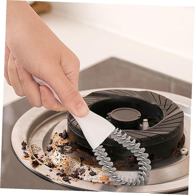 GARVALON 2pcs Multifunctional Kitchen Grout Cleaner Tool Grip Brush with U-Shaped and Angled Crevice Brushes for Deep Stain Removal in Stove, BBQ, and Tile Cleaning