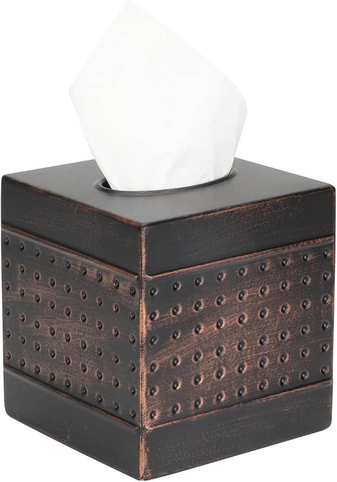 Industrial Style Tissue Box Cover, Tissue Holder, Square Box Covers,for bedrooms, Offices, bathrooms, Living Rooms etc.(Bronze)