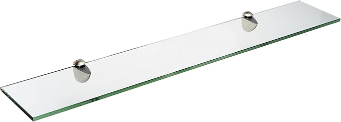 Spancraft Glass P-6x27-Brushed Steel Peacock Glass Shelf, Brushed Steel, 6" x 27"