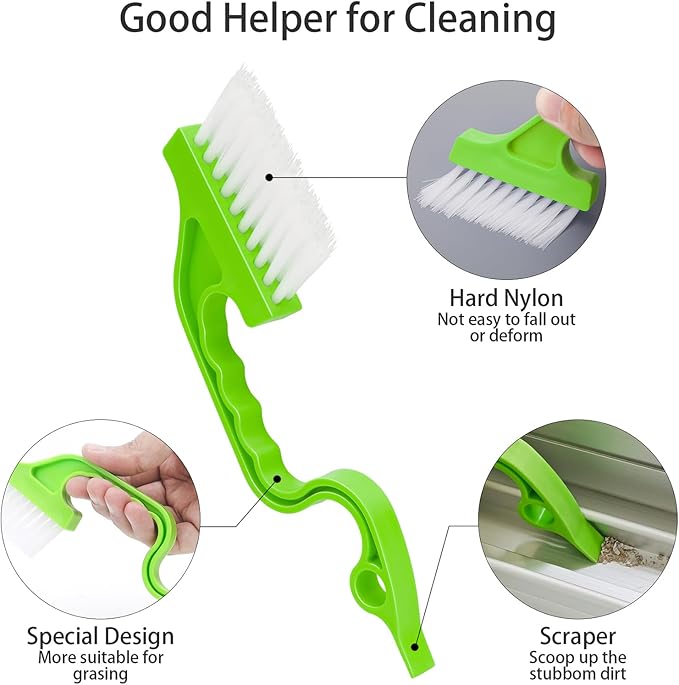 4pcs Bathroom Gap Cleaning Brush, Small Crevice Cleaning Brushes, Hand-Held Groove Gap Cleaning Tools, for Bathroom Kitchen Tiles Window Slots (Silvery White)