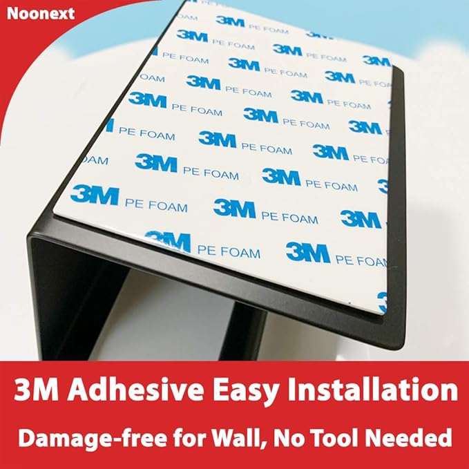 Matte Black Toilet Paper Holder Adhesive, Toilet Paper Roll Holder with Shelf, 3M Adhesive No Drill or Wall-Mounted with Screws for Bathroom & Kitchen
