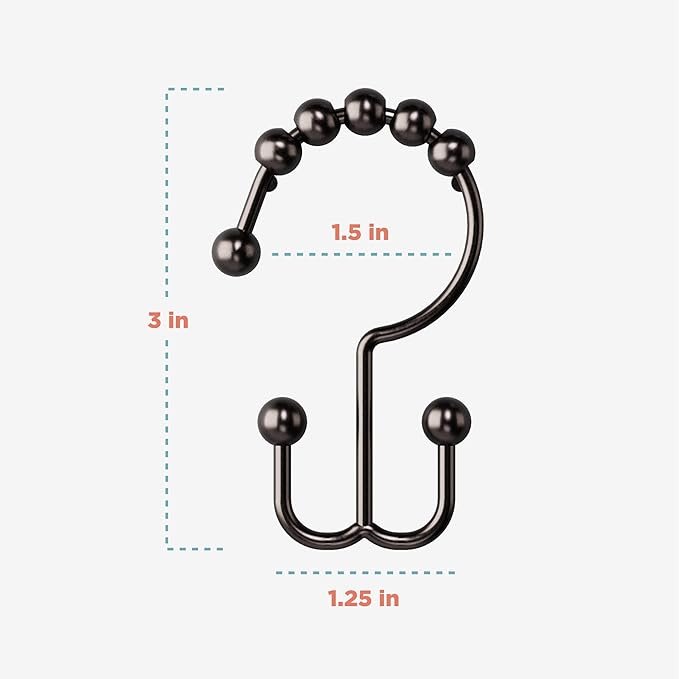 Zenna Home Metal Double Glide Shower Rings, Oil Rubbed Bronze – Set of 12 Heavy Duty, Rust-Resistant Shower Rings with Smooth Glide for Shower Curtains and Liners