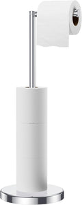 FORIOUS Toilet Paper Holder Stand, Modern Freestanding Tissue Roll Holder for Bathroom, Durable SUS 304 Stainless Steel and Weighted Base Toilet Paper Stand, Storage for 4 Rolls, Polished Chrome