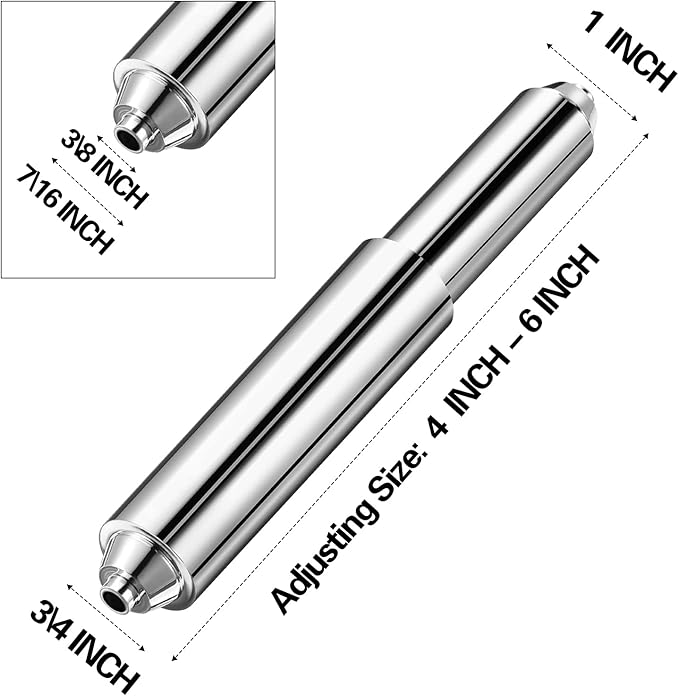 Shappy 4 Pcs Universal Toilet Paper Holder Replacement Rod Spring Loaded Plastic Retractable Paper Replacement Rod Toilet Tissue Roll Holder Insert for Bathroom Home Fixture Accessories (Silver)