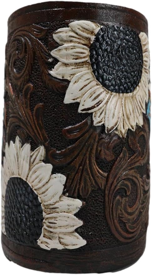 Ebros Gift Southwestern Native American Indian Chief Headdress Eagle Feathers with Scrollwork Toothbrush and Toothpaste Holder Bathroom Vanity Accent Decor Accessories
