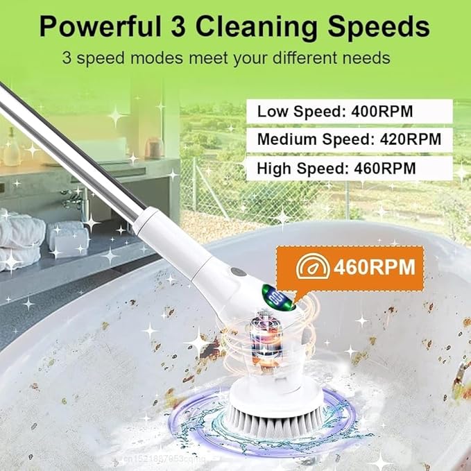 Electric Cleaning Brush 8 in 1 Multifunctional Household Wireless Rotatable Cleaning Brush for Bathroom Kitchen Windows Toilet
