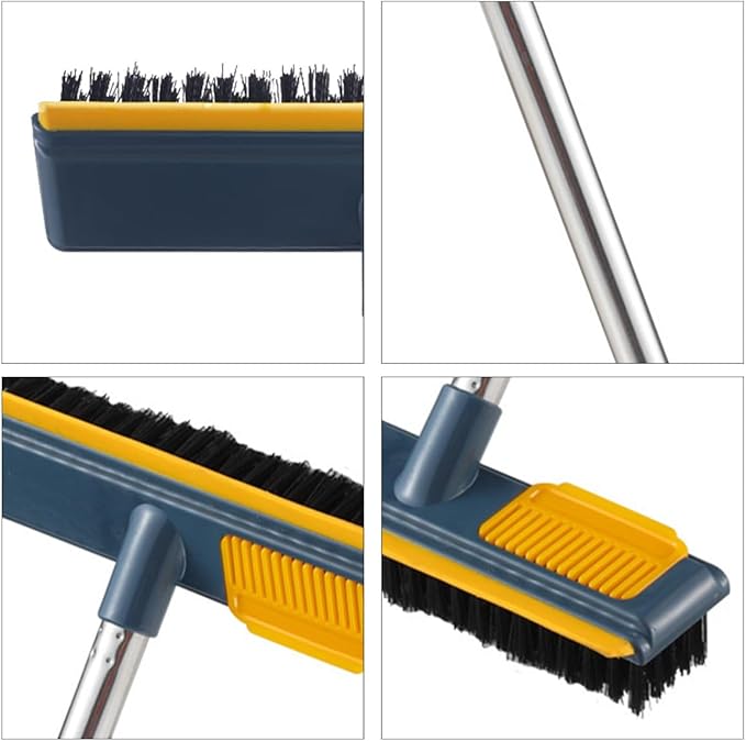 COHEALI 2-in-1 Telescopic Handle Floor Scrub Brush with Stiff Bristles, Long Handle Cleaning Brush for Bathroom and Tile Grout, Household Hard Bristle Floor Scrubber for Home Cleaning