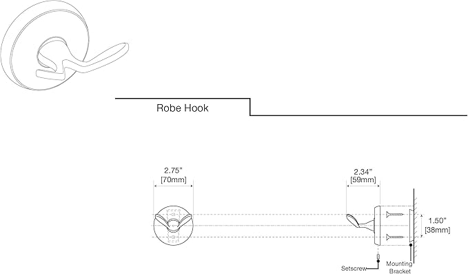 Gatco 5056 Designer II Robe Hook, Brushed Brass/Wall Mounted Double Robe and Towel Hook for Bathroom