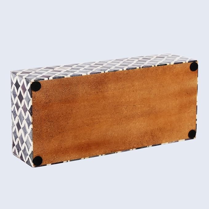 Handicrafts Home Decorative Storage Box with Lid- 10x2.5x1.5” Small Keepsake, Trinket Box, Memory Box- Decorative Boxes for Home Decor, Centre Table, Giftable Storage Accent- Slate White Star