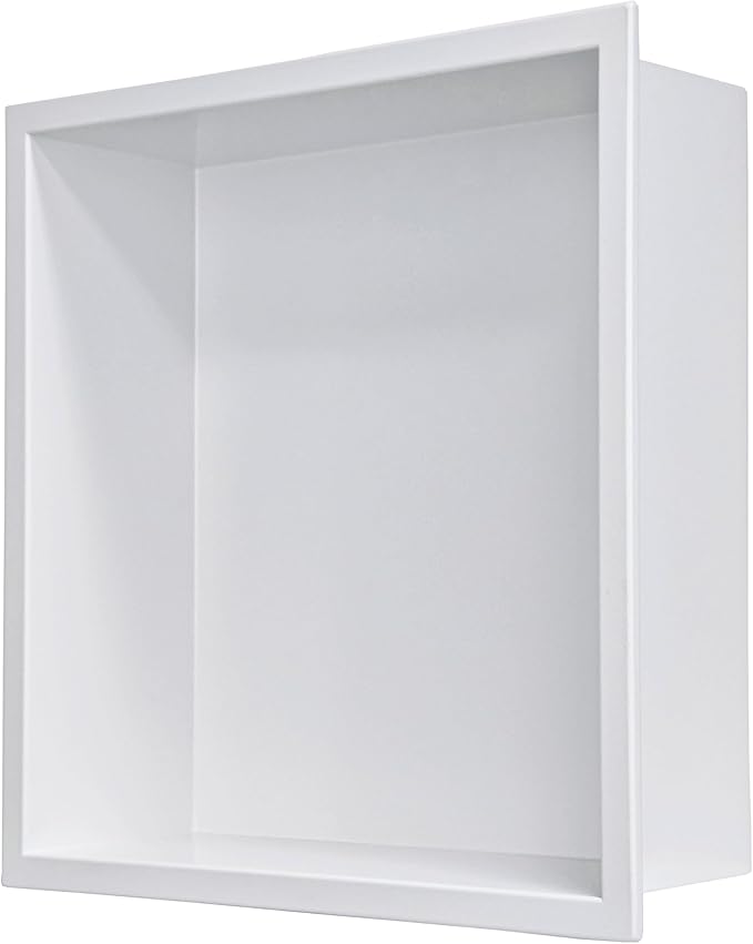 Stainless Steel Shower Niche 12"x12"，Shower Inserts Kit for Bathroom ， Recessed Shower Shelf Organizer for Storage Matte White （12"x12"）