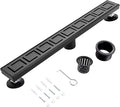 32 Inch Linear Shower Drain, Matte Black Shower Drain,Removable Grate, 304 Stainless Steel, Easy to Install and Clean for Bathrooms (Drain Base Not Included), LSD-30A-32B