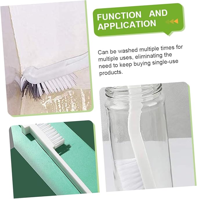 Healifty 4pcs Double Head Sink Scrub Brush with Curved Handle Flexible Fine Bristles Deep Cleaning Grout Cleaner for Kitchen Bathroom Corners and Surfaces Reusable Corner Scrubbing Tool