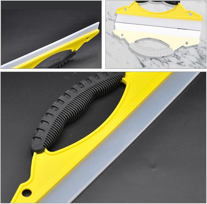 2pcs Yellow Soft Rubber Arc Shower Squeegee for Glass Doors and Car Windows, Flexible Water Scraper for Bathroom and Auto Window Cleaning