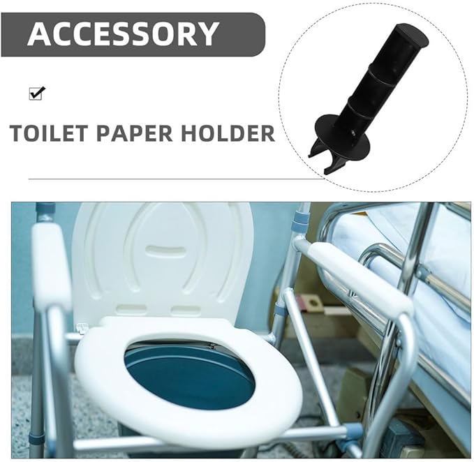 Hemoton Toilet Paper Holder Clip on for Bedside Commode Chair Portable Tissue Holder with Easy Installation Replacement Rod for Seniors Nursing Patients and Wheelchair Accessories