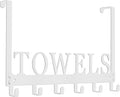 Over The Door Rack, Towel Hooks for Bathroom, Bath Towel Holder Door Mount Metal Towel Hanger for Bedroom Kitchen Pool Beach Towels Bathrobe Wall Mount Towel Rack for Bathrooms (6 Hooks, White)
