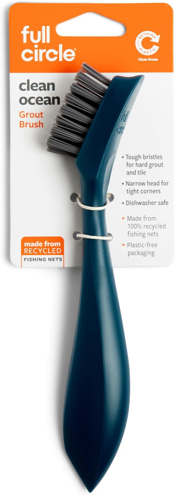Full Circle Clean Ocean Grout Brush - Grout & Tile Scrub Brush for Shower, Bathroom, Kitchen & Household use, Teal