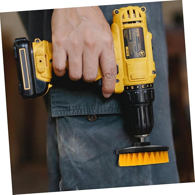 Mipcase Electric Drill Brush Attachment Set 5-Inch Yellow Round Brush Heads for Kitchen and Floor Cleaning for Household Scrubbing and Tile Grout Cleaning