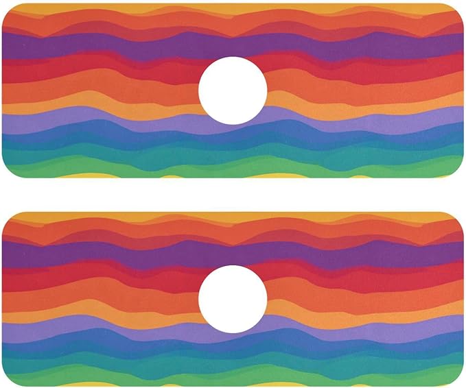 Wavy Rainbow Color Stripes Kitchen Sink Splash Guard Sink Faucet Mat Faucet Handle Drip Catcher Drain Mats for Kitchen Bathroom Countertop Absorbent Dish Drying Pad 2Pack 14.7x5.4IN