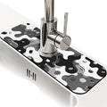 Kitchen Sink Splash Guard，Grey and white camouflage Faucet Mat Sink Gadgets-Super Absorbent Fast Drying Mat Drip Catcher for Kitchen, Bathroom,Sink Mat, Dish Drying Mat, Bathroom(15" X 5.5" )