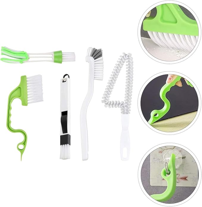 Balacoo 5pcs Door Window Track Brush and Tile Crevice Cleaner Set, Deep Cleaning Grout Scrubber for Kitchen Sink and Household Use